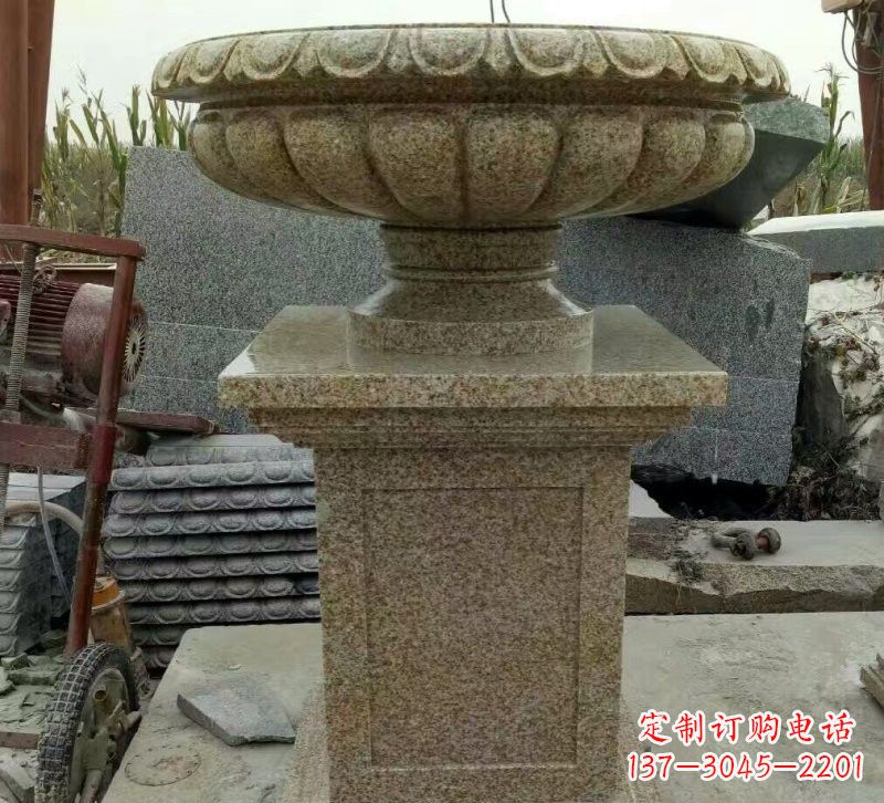 衢州小区花岗岩花盆雕塑