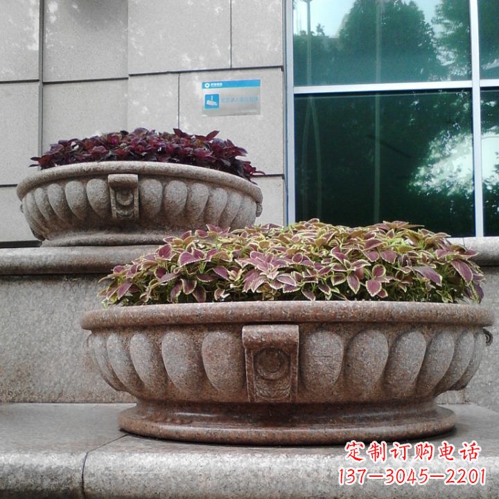 衢州小区花岗岩石雕花盆