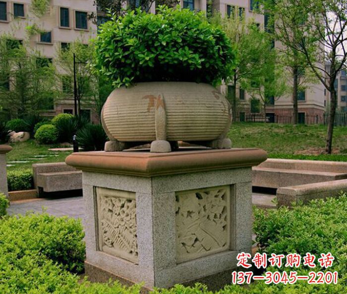 衢州小区景观大理石花盆石雕 (3)