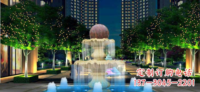 衢州小区石来运转风水球石雕喷泉