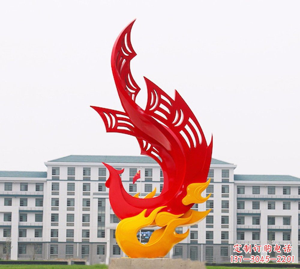 衢州校园不锈钢凤凰浴火雕塑