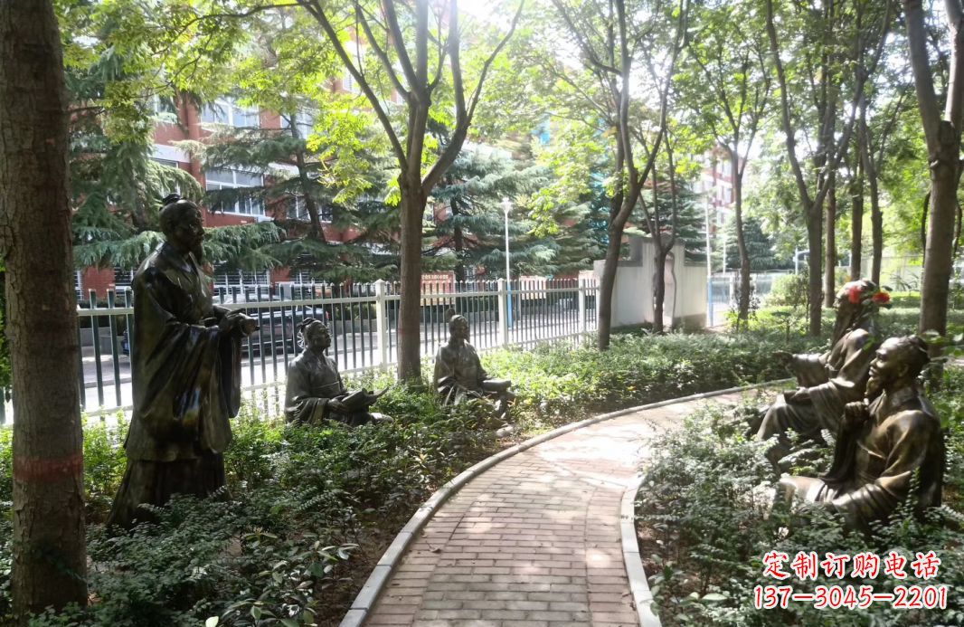 衢州校园古代名人孔子讲学铜雕