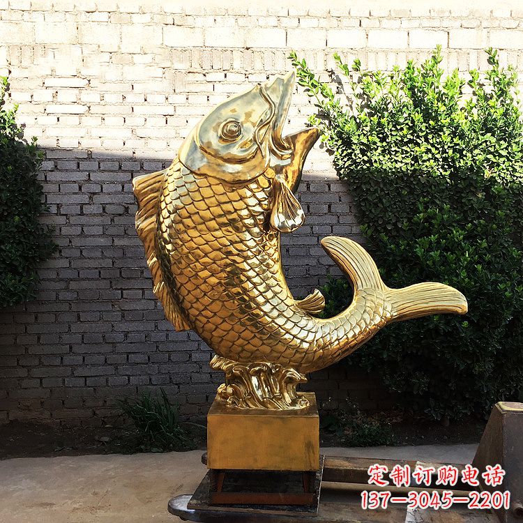 衢州鱼跃景观铜雕-纯铜铸造企业商场动物雕塑摆件
