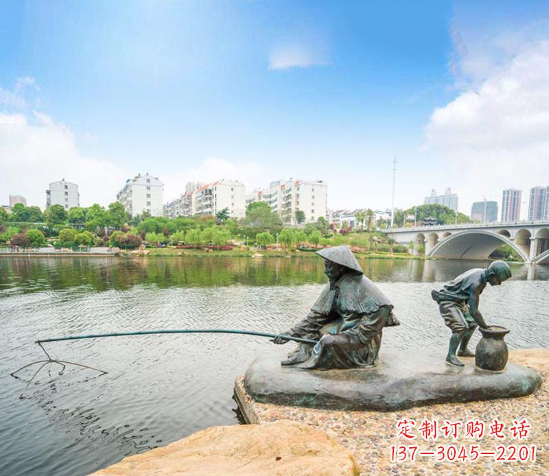 衢州渔翁钓鱼公园景观铜雕