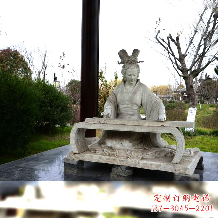 衢州虞姬弹琴雕塑-公园古代人物著名美女情景雕塑