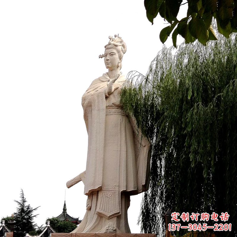 衢州虞姬砂岩石雕-景区园林古代人物著名美女雕像