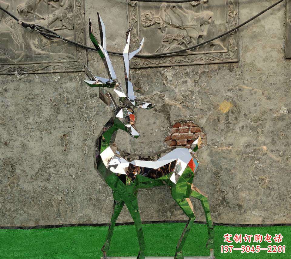 衢州园林不锈钢抽象小鹿雕塑