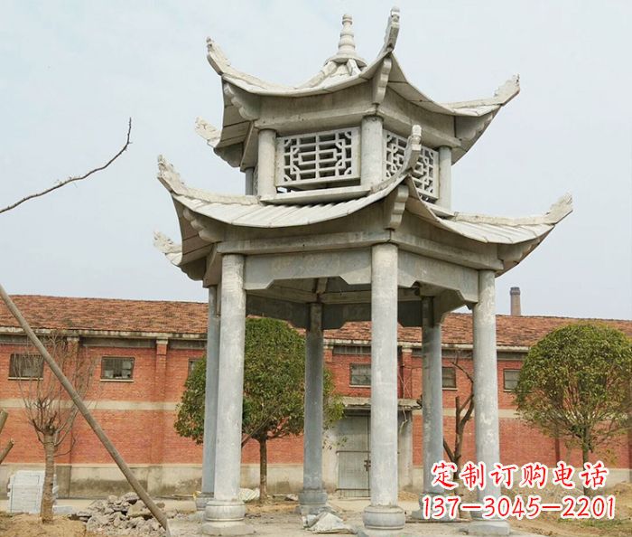 衢州园林仿古双层石雕凉亭 (2)