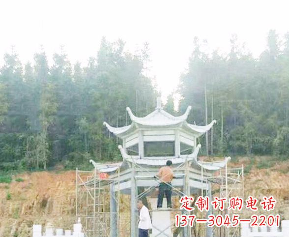 衢州园林仿古双层石凉亭景观石雕 (2)