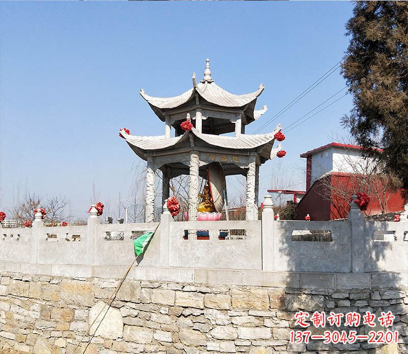 衢州园林仿古双层石凉亭景观石雕 (3)