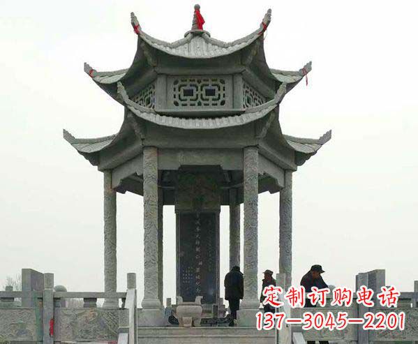 衢州园林仿古双层石凉亭景观石雕