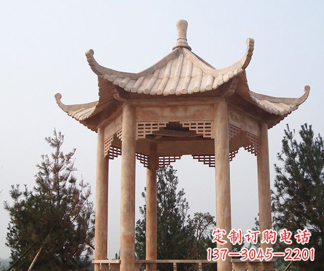 衢州园林景观单层石雕凉亭 (3)