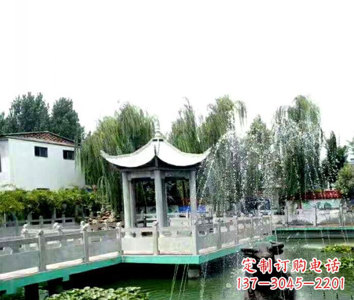 衢州园林景观单层六角石雕凉亭