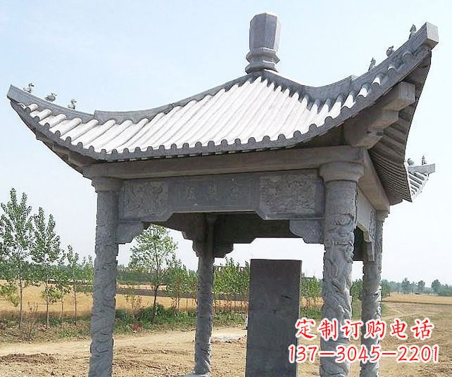 衢州园林景观单层石雕凉亭 (4)