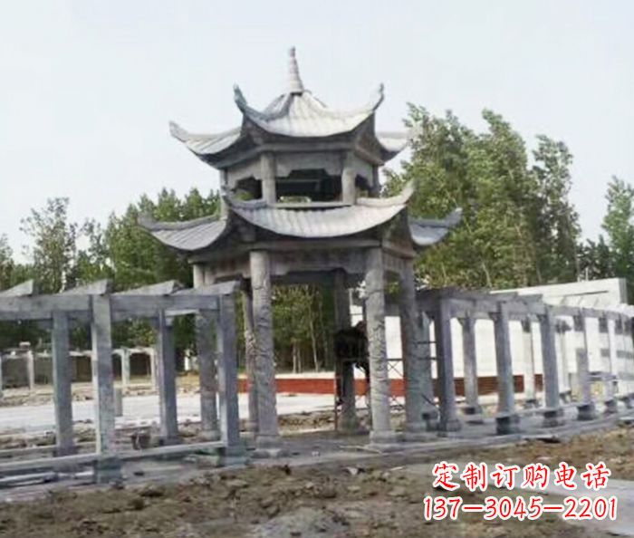 衢州园林景观多层凉亭石雕 (2)