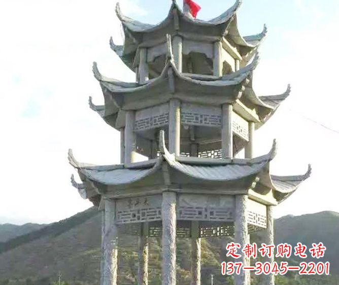 衢州园林景观多层凉亭石雕 (3)