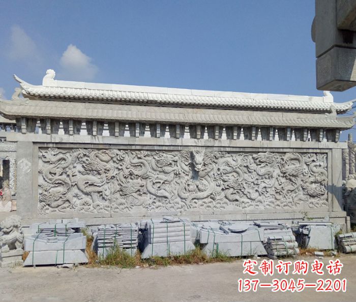 衢州园林九龙壁石雕影壁 (3)
