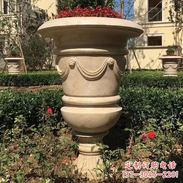 衢州园林砂岩石雕花盆