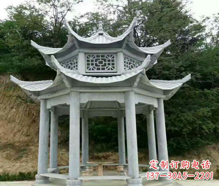 衢州园林双层凉亭石雕 (2)