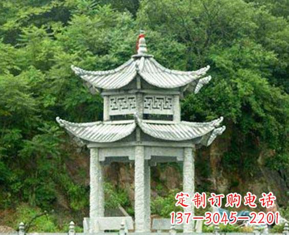 衢州园林双层六角石凉亭景观石雕