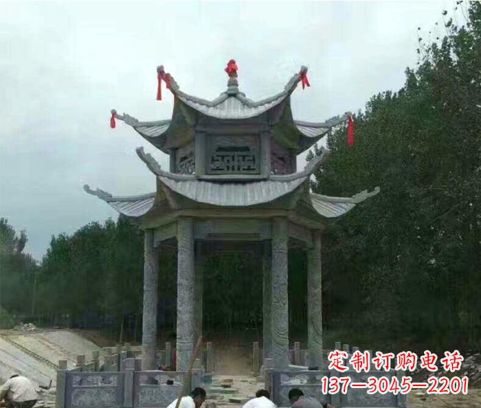衢州园林双层凉亭石雕 (3)