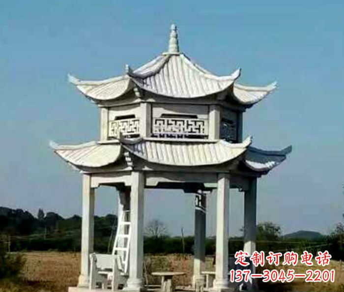 衢州园林双层石雕凉亭 (2)