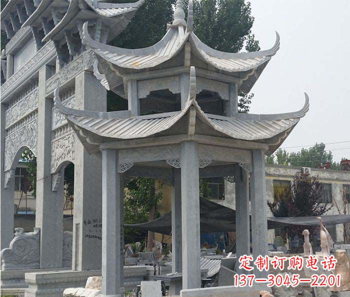 衢州园林双层石雕凉亭