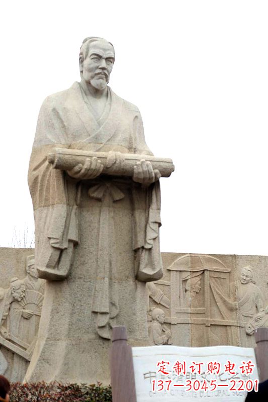 衢州中国历史名人北宋绘画大师清明上河图画家张择端汉白玉石雕像
