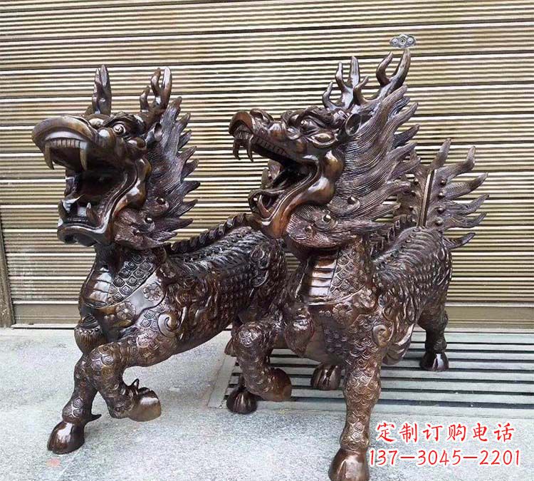 衢州铸铜立式麒麟